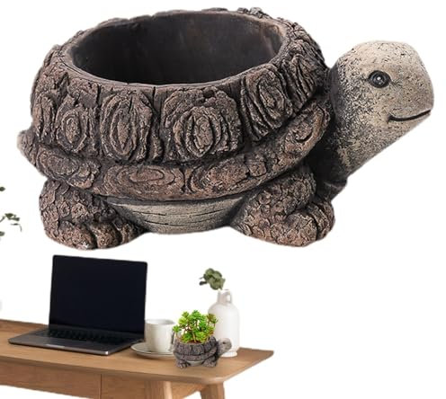Hutnncg Turtle Planter,Cute Flower Pots, Turtle Frog Hedgehog Succulent Planter - Turtle Decorations, Cement Bonsai Planter, Garden Pots for Courtyard Garden Balcony