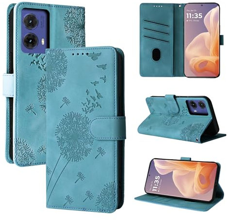 Rostsant Handyhülle für Motorola Moto G85 5G - Löwenzahn PU Leder Flip Case Brieftasche Tasche Hülle Magnetisch - Blau