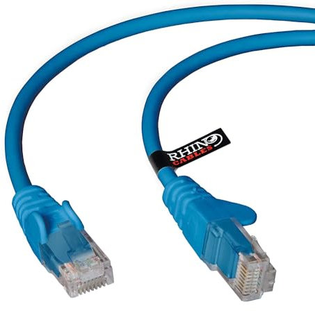 rhinocables CAT 5e High-Speed Ethernet Cable - Reliable LAN Network RJ45 Cable for Fast Internet & Data Transfer | Durable WiFi Broadband Cable for Gaming & Streaming, (50cm, Blue, Pack of 7)