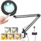 Cadrim LED Lupenleuchte 10X Mit Klemme, Lupe Mit Licht und Ständer, 64 Lampenperlen, 5 Stufen Farbanpassung, Lupenlampe für Basteln, Zeichnen und Lesen