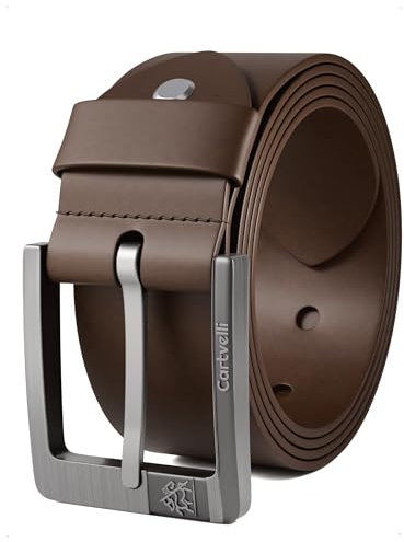 Cartvelli Premium Ledergürtel Herren Dunkelbraun 95cm Made in Germany mit Geschenkbox Echt-Leder Herrengürtel braun Vollleder Jeansgürtel Leder Gürtel 40mm Anzug jeans chino pants M24db-95