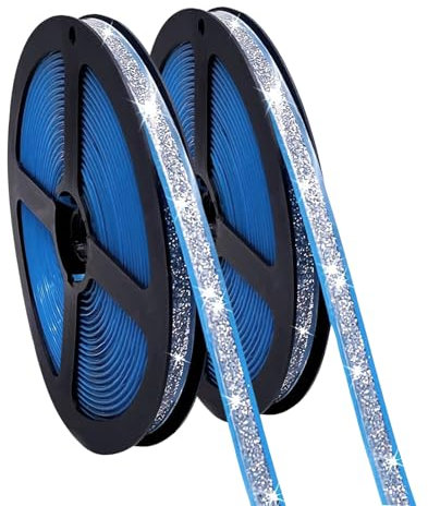 Flexible Trim Self Adhesive, Mildewproof Gap Tape, Waterproof Trim Tape, Decorative Sealing Tape, for Ceiling, Stove, Sink, Tile Edge, Corner, Baseboard, Bathroom Toilet - Silver, 6m Each