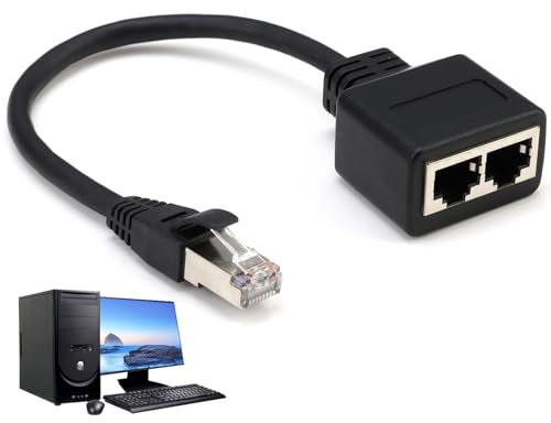RJ45 Ethernet Splitter 1 to 2,High-Speed Network Adapter for Dual Female Ports,1000Mbps Gigabit Ethernet Switch,Male to Dual Female LAN Connector Compatible with Cat5/5e/6/7/8 Cable for Home & Office