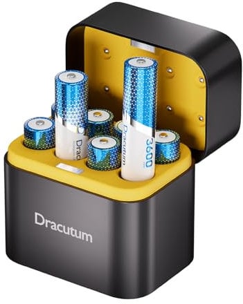 AA Rechargeable Batteries Lithium 8 Pack with Charger - 3600mWh High Capacity 1.5V Rechargeable AA Batteries, 2000 Cycles Long-Lasting Li-ion Doubel A Batteries with Integrated Charing Storage Box