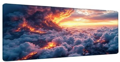 Wolkenlandschaft Mauspad XXL 900x400x3 MM Groß Gaming Mauspad Design Vernähte Kanten, Wetterfest Anti Rutsch Mousepad PC Laptop verbessert Präzision und Geschwindigkeit für Home Office, Geschenke W481