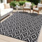 Homaxy Waterproof Outdoor Rug 240 x 300 cm, UV Resistant Reversible Plastic Straw Garden Rug, Portable Easy Cleaning Carpet for Patio, Camping, Balcony, Picnic, Black & White