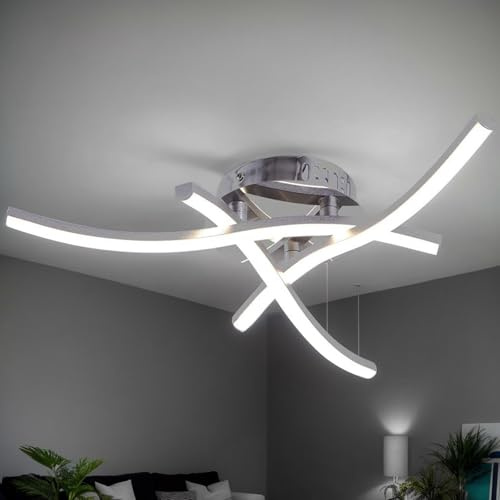 Zankeox LED Ceiling Lights - Elegant Curved Design Ceiling Light, 21W Cool White Light 6000K 3 Built-in LED Boards, 1600 Lumens Modern Ceiling Lighting for Living Rooms Bedroom Kitchen Hallway
