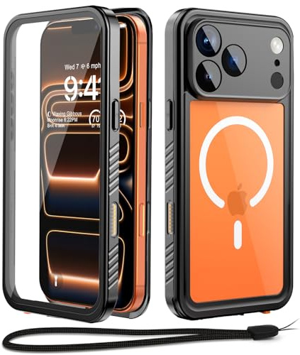 Beeasy for iPhone 17 Pro Max Case Waterproof,Compatible with MagSafe,Heavy Duty Shockproof Phone Case Built-in Camera Screen Protector,Magnetic Full Body Front Back Cover,6.9” Black