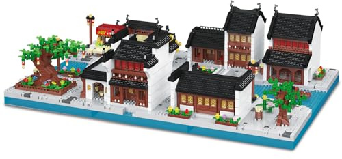 YILETKC Cour de Jiangnan Bloc de Construction de Set, 3559 Pièces Chinoise Architecture Blocs Jeu de Maquettes, MOC Modulaire Maison Architecture Blocs, Non Compatible avec Marques Grand Public
