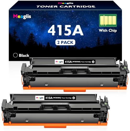 Meagiis 415A Schwarz W2030A Mit Chip Toner Kompatibel mit HP 415A(2er-Pack) | Kompatibel mit HP Color LaserJet Pro M454dn, M454dw, MFP M479fdw, M479fnw, M479fdn, M479dw Enterprise M455dn M480f, 2 Schwarz