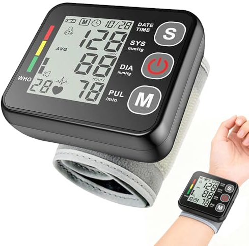 Wxeadu Handgelenk Blutdruckmessgerät, Tragbar Blutdruck Messgerät Handgelenk mit lcd-Bildschirm, DigitalesHandgelenk-Blutdruckmessgeräte, 99x2 Messwertspeicher, Automatische Sprachausgabe(Englisch)