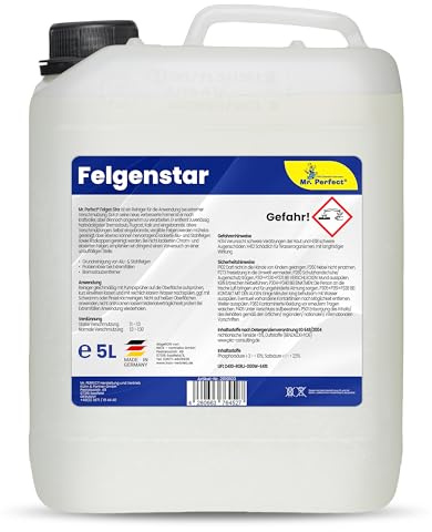 Mr. Perfect Felgenreiniger für Alufelgen & Stahlfelgen 5L | Saurer Felgen Reiniger entfernt hartnäckige Verschmutzungen, Bremsstaub & Flugrost | Felgenpflege für Auto & Motorrad | Made in Germany