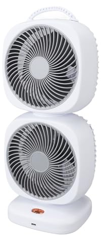 SIXRUN Kompakter Kleiner Turmventilator, Wiederaufladbarer Tragbarer Oszillierender Tischventilator mit 5 Geschwindigkeiten für das Büro, Grau