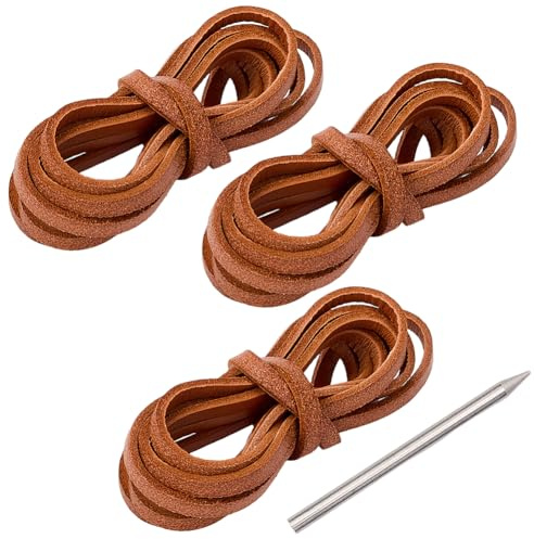GORGECRAFT Baseballhandschuh Reparaturset Inklusive 6 m 3 Rollen 5mm Sienna Rindslederkordeln Stricknadel Aus Edelstahl Zubehör Für Die Reparatur von Softball Sporthandschuhen Und Fängerhandschuhen