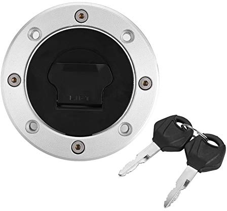 Qqmora Motorrad-Tankdeckel, Langlebig, Rostfrei, für GSXR 600 750 1000 K1 2000–2003, Metall, Silberfarben, Schwarz, 10,9 Cm, 1 Stück für Biker
