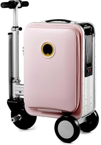aallwwsso Elektrischer Fahrkoffer mit TSA-Schloss & Digitalem Schloss, Motorisierter Handgepäck-Koffer für Flughafentransfers, Pendeln & Reisen, Integrierte Powerbank, 8-9 km Reichweite pink