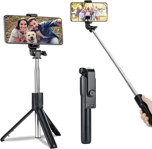 Selfie Stick, 3 in 1 Extendable Selfie Stick Tripod, Portable Phone Holder with Detachable Wireless Bluetooth Remote for iPhone17/16/15/14/13 Pro/Max/Samsung Galaxy/Huawei more