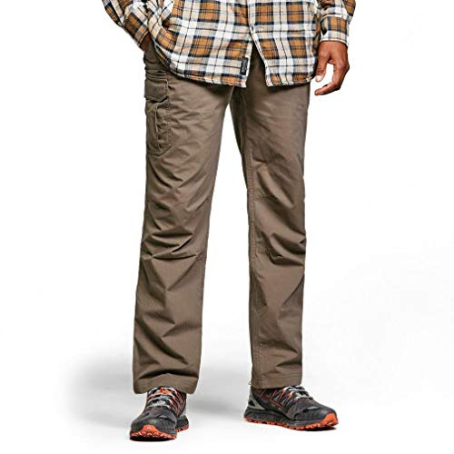 Brasher Men’s Walking Trousers with Partially Elasticated Waistband, Articulated Knees & 5 Pockets, Water Resistant & Comfortable Pants, Walking, Hiking & Outdoor Recreation, 40W Short, Brown