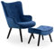 Menzzo Skandinavischer Sessel + Sitzsack Lylou, Velours, Blau