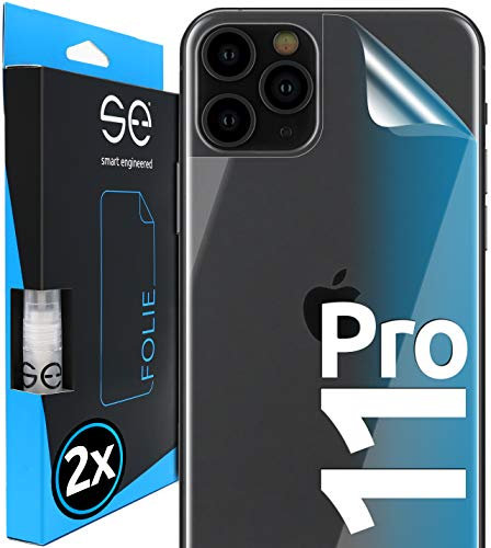 2x se® 3D SCHUTZFOLIE Rückseite Transparent für Apple iPhone 11 Pro ,Selbstheilend, Backcover, einfache blasenfreie Installation, Ultra-Klar,Schutz vor Schmutz, Stoß-Kratzfest, aus Deutschland