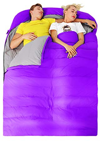 RSTJ-Sjap Doppelschlafsack Für Paare, Outdoor-Camping Für Erwachsene, Ultraleichter Schlafsack Mit Dicken Daunen Und Entendaunen Im Winter,Lila