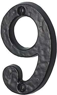 SISI UK® Black Cast Iron Numbers Front House Door Numbers with Antique Finish 3'' with Screws (Number 9)
