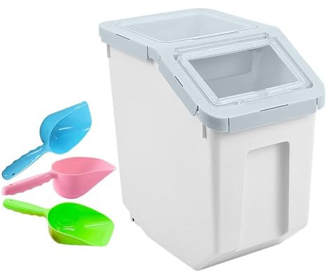 ANMOO Pet Food Storage Container, Dogs Food Container With Scoop Stackable Dog Food Storage Bins 10KG Storage Container With Lid(Cyan Large)
