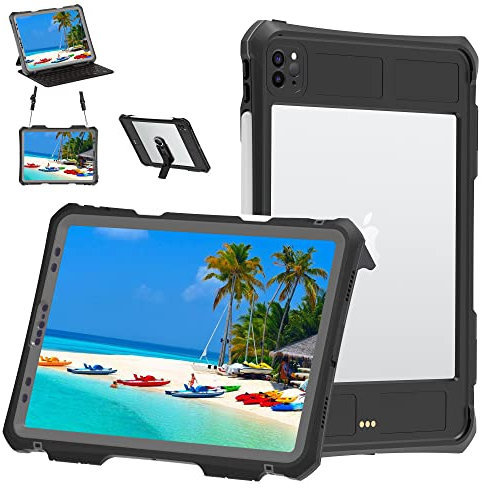 2020/2021,Full-Body Protective Case,Magnetic Pencil Holder,External Keyboard Interface,IP68 Waterproof Dustproof Shockproof iPad Pro 11 Inch Case (Black)