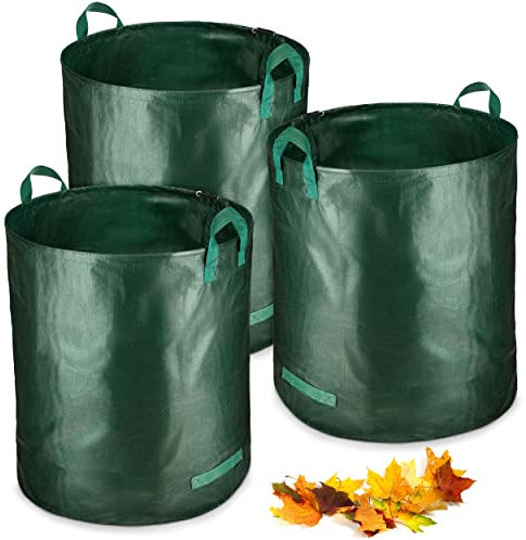 Balinco 3X 272 Liter Gartensack stabil | Laubsack | Gartenabfallsack | Gartensäcke für Gartenabfälle | Grünschnittsäcke faltbar, groß, robust aus Polypropylen-Gewebe 150g/m² (3X 272 Liter)