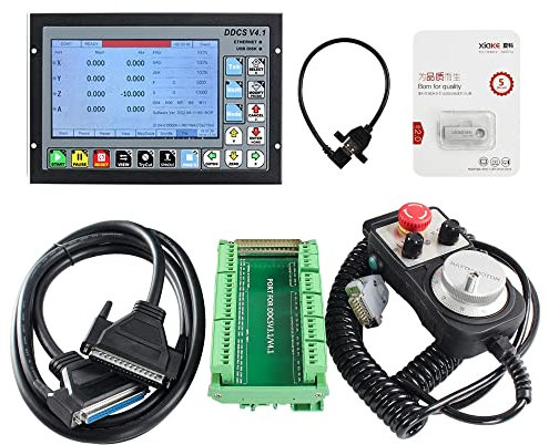 4 Axis 500KHz CNC Offline Controller DDCSV4.1 Stand Alone System Motion Controller PLC Slave Stepper Servo Motor Control+MPG Handwheel with E-Stop for CNC Router,Lathe,Engraving Milling Machine