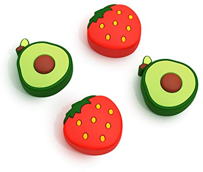 JINGDU Thumb Grip Caps for Nintendo Switch Joy-Con, Cute Joystick Covers with 3D Pattern Cover Soft Adorable Silicone Analog 4Pcs Kit for Switch/OLED/Lite, Fruits
