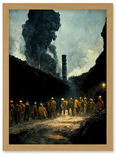 Doppelganger33 LTD Coal Miners Colliery 1972 South Wales UK Artwork Framed Wall Art Print A4