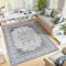 Teppich Wohnzimmer Vintage orientlischer Teppich mit Blumenmuster, Carpet Teppich waschbar, Kurzflor Schalfzimmer Teppich für Wohnzimmer, Schalfzimmer, Eisszimmer-Retro Grau, Groß: 140 x 200 cm
