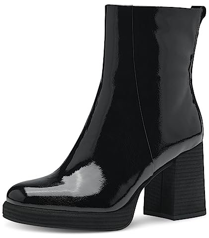 MARCO TOZZI Damen Stiefeletten mit Absatz Lack Elegant, Schwarz (Black Patent), 40