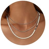 Adramata 3Pcs Halskette Damen Edelstahl Kette Damen Schlangenkette Figaro Stapelbar Halskette Damen Gold/Silber (Style B-Silber)