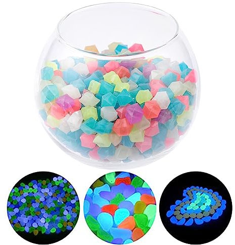 NAKUPENDA 500 Stück Leuchtsteine Bunt - Kieselsteine Leuchtende - Leuchtkiesel Floureszierende Pebble Steine Deko für Wege Aquarium Gartenweg Topfpflanzen (Gemischte Farben)