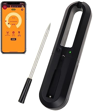 TEKCOPLUS Kabelloses Fleischthermometer, intelligente Bluetooth-Grillsonde, 30 m Reichweite, intelligente App-Steuerung, ideal für Ofen, Grill, BBQ, Smoker, Rotisserie
