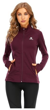 HDTIYUYP Damen Sportjacke UV Trainingsjacke - Laufjacke Leicht Langarm mit Reißverschluss Taschen Full Zip Wanderjacke Frauen Workout Jacke Dunkelrot 3XL