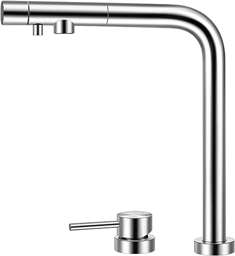 SXLSZ Rubinetto Tre Vie Abbattibile Rubinetto Lavello Cucina 3 Vie Miscelatore Monocomando Rubinetto Lavello Cucina 3 in 1 Filtro per Lavello Acciaio Inox,Cromo