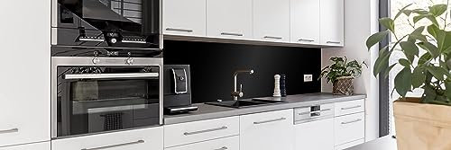 WALLando - Premium Spritzschutz Küchenrückwand PVC - Wandverkleidung aus Kunststoffplatten für die Küche - PVC Platte - Schwarz (180x60cm)