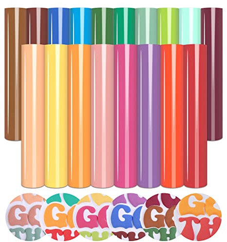 Tintnut Colorful Puff Iron on Vinyl-18 Sheets 12 x 10 3D Puff Heat Transfer Vinyl Foaming Puffy HTV Colorful HTV Iron on Vinyl for Clothing