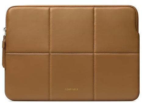 Comfyable Slim Protective Laptop Sleeve 13-14 inch Compatible for 13 inch MacBook Pro & MacBook Air M4 M3 M2 M1, MacBook Pro 14-in M4 M3 M2 M1 Pro/Max, Quilted Faux Leather Bag Cover Case for Mac
