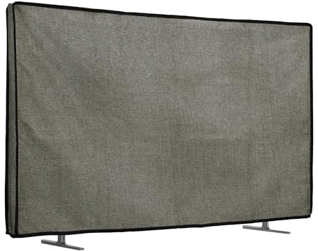 kwmobile Funda para Monitor 55 TV - Protector Antipolvo y antihuellas de Lino para Pantalla de TV - Gris Verdoso