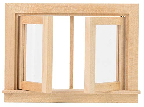 Finestra in Legno in Miniatura per Casa delle Bambole, Scala 1:12, Doppia Finestra, Accessori Mobili Mini, Giocattoli per Ragazzi