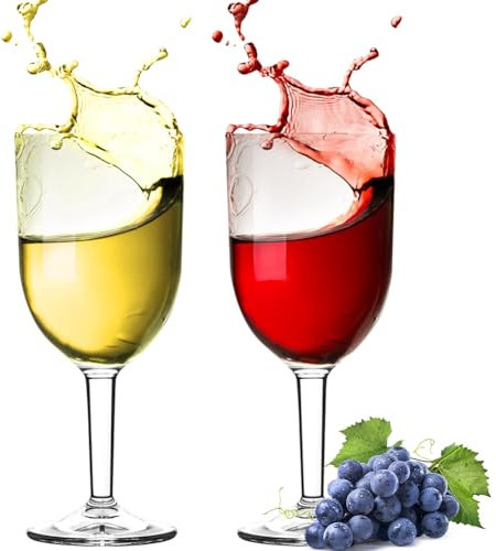 RANJIMA Lot de 2 verres à vin en plastique Tritan incassables - Verres à vin rouge - Verres à eau, verres à jus - Verres à cocktail réutilisables - Sans BPA - Pour Noël, fêtes, mariages