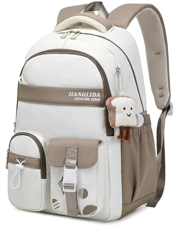 Amythe Schulrucksack Mädchen - Rucksack Teenager Wasserdicht & Leichte - Stilvolle Lässiger Daypack,Nylon Schulranzen Mädchen 3. - 9. klasse mit Großer Kapazität, Braun