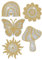 MAYJOYDIY 5 Stil Strass Buegelbilder Hotfix Waermeuebertragung Regenbogen Sonne Blume Pilz Schmetterling Applikationen Fuer Kleidung Taschen Hosen Stoff Dekor