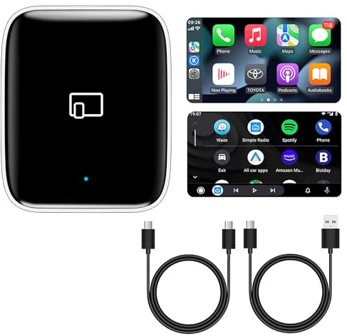 2in1 Adaptateur Android Auto sans Fil &carplay sans Fil,Adaptateur CarPlay Wireless Adaptateur Android Auto Wireless boitier carplay Convertissez Filaire en sans Fil pour iOS Android Auto 2017+