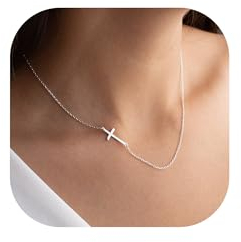 TINGN Silber Kreuz Kette Damen, 14K Weißgold Vergoldete Silber Kreuz Halskette Damen Silberkette Damen Personalisierte Kette mit Kreuz Kette Damen Modeschmuck für Frauen Kreuz Silber Kette Damen
