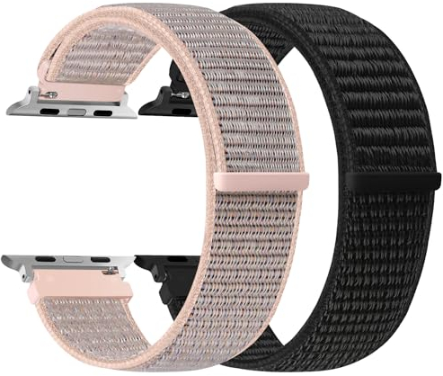 enkic Nylon Armband Kompatibel mit Apple Watch Armband 49mm 46mm 45mm 44mm 42mm 41mm 40mm 38mm Damen Herren, 2 Stück Ersatz Sport Uhrenarmband für iWatch Series 10 9 8 7 6 5 4 3 2 1 SE Ultra 2 Ultra